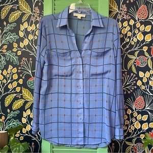 Michael Kors blue printed blouse with front pockets